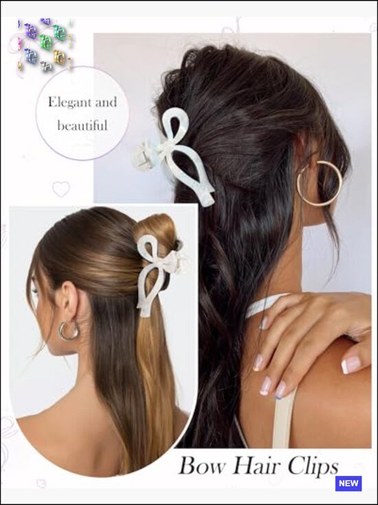 4 Pcs Acrylic Bow Hair Clips Large Claw Clips for Thick Hair Secure Hold